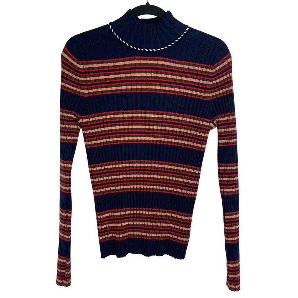 Tory Burch Multicolor Pullover Striped Turtleneck Sweater Size L